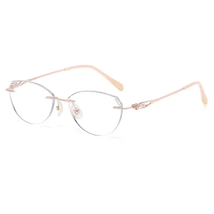 0655 Metal Rimless Glitter Eyeglass Frames for Women