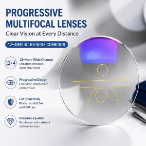 1.56 Index Progressive Lens 12+4m Wide Corridor Optical Manufacturer Ophthalmic Lenses