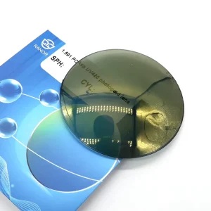 1.591 ASP Photochromic Single Vision Optical Lenses with HMC, Gold Blue-Cut and Waterproof Coating