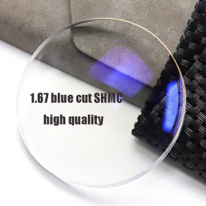 1.67 MR-7 SHMC Anti-Reflection Blue Cut UV420 Super Hydrophobic Aspheric Blue-Light-Blocking Eyeglasses Lenses
