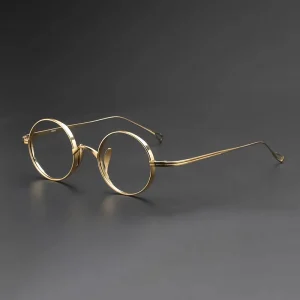 10518 Round Pure Titanium Full-Frame Eyewear with Flat Round Lenses