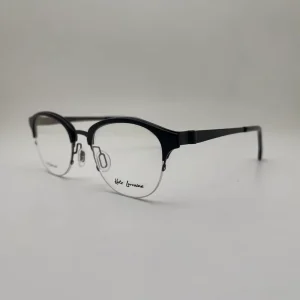 1182 Square Titanium Half-Rim Eyewear with Anti-Blue Light Acrylic Lenses