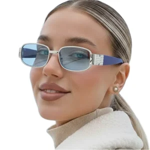 12105 retro rectangular unisex sunglasses with square PC frame and UV400 protection