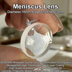 16mm Diameter 3mm Edge Meniscus Optical Glass Lens OEM ODM Custom High Transmittance Lens for Projector Camera