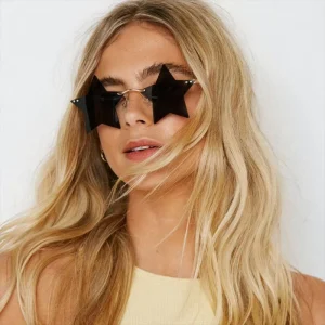 18-Color Punk Frameless Sunglasses UV400 Red and Gray PC Frames Unisex Party Eyewear