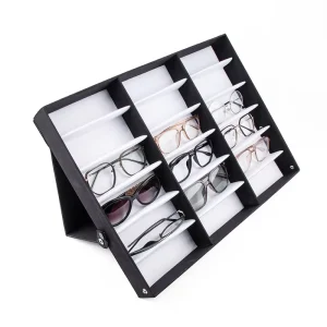 18-Slot Glasses Display Box Black Transparent Sunglasses Tray Eyewear Storage Stand Case