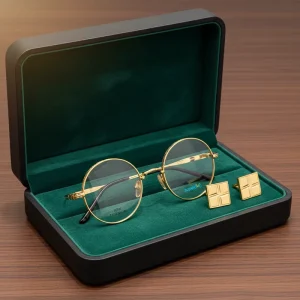 18K Solid Gold Titanium Blue Light Optical Eyeglass Frame
