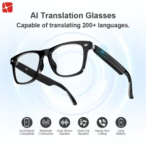 2 in 1 AI Voice Assistant Smart Glasses Audio Eyewear Real time Translation 200+ Languages IP65 Waterproof 5 Hour Battery