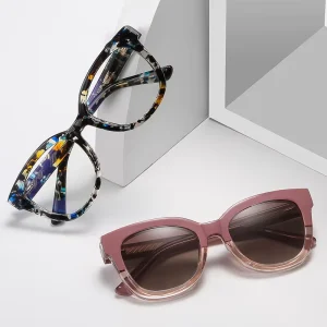 2-in-1 Polarized Sunglasses with 2 Lenses Flip-On Anti Blue Light Frames for Myopia and Computer Use