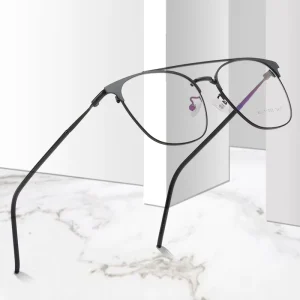 2024 Fashion-Ready Stock Women’s Business Stainless Steel Metal Optical Frame, Double Bridge Cat-Eye Reading Glasses