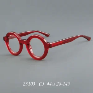 23103 Round Thick Acetate Spectacle Frame, Rivet Optical Glasses, Men’s and Women’s Vintage Prescription Eyeglasses