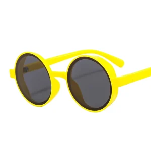 24056 Black and Red Round Silicone Frame Sunglasses with TAC Polarized UV400 Lenses for Kids