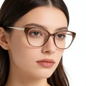 26244 Cateye TR90 Eyeglass Frames with Metal Detail for Women’s Prescription Lenses