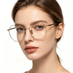 26268 Polygon Myopia Eyeglasses Frames Vintage Metal Prescription Frames for Men and Women