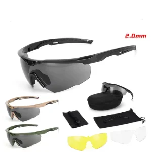 3-Lens Set TR90 Frame UV400 Sports Glasses for Outdoor Training and Field Use