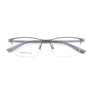 34929 Alloy Men’s Business-Style Plastic Steel Semi-Rim Eyeglass Frames Precision Engraving