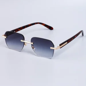 3508 Frameless Nylon Lens Retro Vintage Square Sunglasses for Men