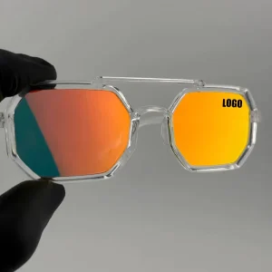 3514 CP Classic Square Double Bridge Red Mirror UV400 Unisex Sunglasses