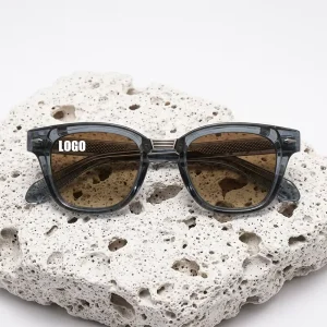 3527 Metal and CP Small Square Eyewear Gradient Brown Crystal Blue Sunglasses