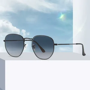 3548 Sunglasses for Women and Men, Gradient Glass Lenses, Hexagonal Irregular Metal Frame