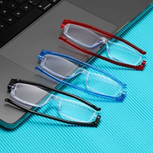 360-Degree Rotating Folding Reading Glasses with Lightweight Anti-Blue Light Lenses and Slim Cases