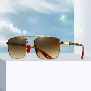 3715 Classic Vintage Square Steel Frame Sunglasses with Dark Blue UV400 Lenses for Women and Men