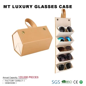 5-Slot Rectangle PU Leather Eyeglasses Case Organizer for Multiple Glasses and Sunglasses