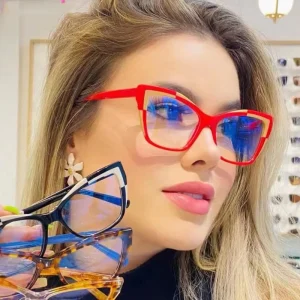 5201Fashion Cat Eye Double Color Frame Anti Blue Light Optical Glasses Frames for Women Computer TR90 Prescription Eyeglasses