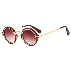 62034 Mini Glasses Fashion Round PC Frame White UV400 Protection Sunglasses