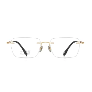 6356Modern Business Elegant and Handsome Unframed Rosewood Titanium Retro Men’s Square Eyeglass Frames
