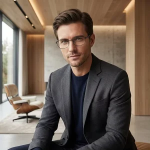 66321 Rectangle Titanium Spectacle Frame for Men