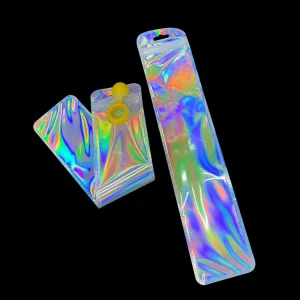 7 x 34 cm Holographic Transparent Zip-Lock Packaging Bag