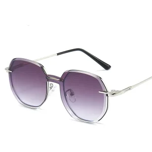 7000 Stainless Steel One-Piece Sunglasses Set with Blue and Red Frames for Reading