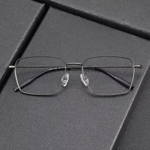 81019 Square Titanium Optical Eyeglass Frames, Lightweight, Unisex