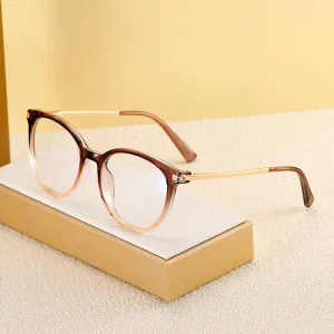 81177 Women’s Round Metal Optical Glasses Blue Light Blocking Customized Logo