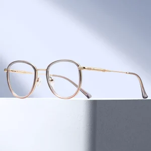 81679 TR90 and Metal Round Optical Frames Blue Light Blocking Custom Prescription Glasses