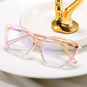 82241 Women’s TR90 Cat-Eye Optical Glasses Round Alloy Frame UV400 Prescription Lenses