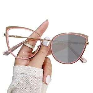 8327 Photochromic Cat Eye Glasses Metal Optical Computer Glasses Frame for Women