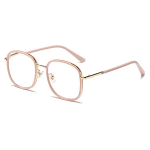 8331 Slim PC Metal Square Reading Glasses with White Lenses, Unisex