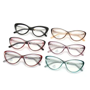 8341 New Unisex Fashionable Solid Cat Eye TR90 Non Prescription Blue Light Blocking Durable Diamond Face Shape Daily Wear
