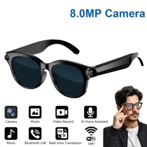 8MP Camera Smart Eyewear AI Translation Bluetooth Glasses Music & Audio Recording Sunglasses M89S