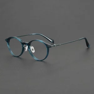 90010 Oval Eyeglasses Eyeglasses Optics Frame Acetate and Titanium Spectacle Women Men High Quality Eyewear IP Plating Frame