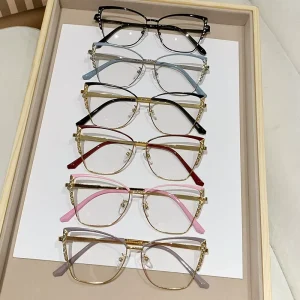 9038 Photochromic Anti-Blue-Light Glasses, Retro Cat-Eye, Metal Frame