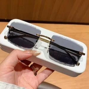 90380 New stylish personalized frameless retro sunglasses men women customizable logo metal classic high sunglasses Gafas De Sol