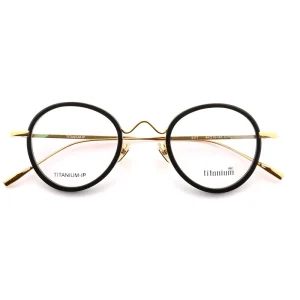 9117 Retro Titanium Eyeglass Frames with Blue Light Filtering