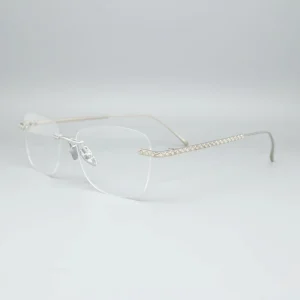 925 Sterling Silver Moissanite Rimless Square Optical Frames for Adults