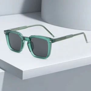 9811 Men’s Sunglasses with Black Lenses and Retro Square Rectangle Frame, UV400
