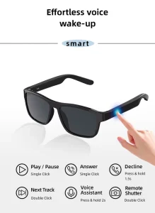 A02 Smart Glasses UV Protection Touch Music Calls AI Voice Assistant IP68 Waterproof Magnetic Charging