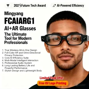 AI Assistant AR Smart Glasses with Wireless Connectivity, Hands-Free Translation, Teleprompter, Meeting Notes