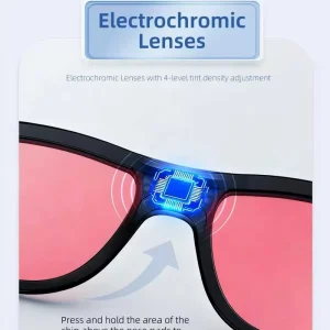 AI Electrochromic Audio Glasses G60 Smart Tinting Sunglasses 4-Level Adjustment 54-Degree Dual Mic Noise Reduction Magnetic